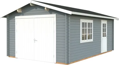 Produktbild von Einzelgarage Palmako Roger 19 m² mit Holztor 426 x 598 cm hellgrau-weiß