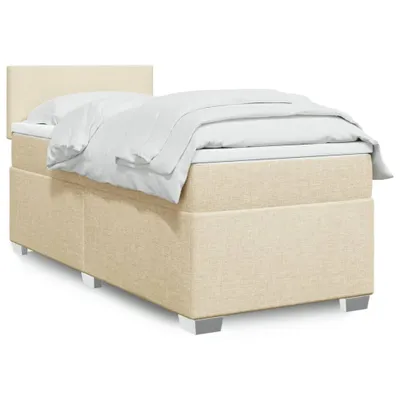 Produktbild von Boxspringbett mit Matratze Creme 90x190 cm Stoff, Klassische Betten 2024 Neu