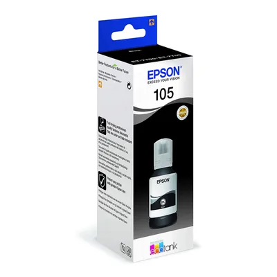 Zdjęcie produktu dla Epson 105 EcoTank Pigment Black ink bottle, Oryginalny, Czarny, Epson, - EcoTank ET-7750 - EcoTank ET-7700, 140 ml, Druk atramentowy