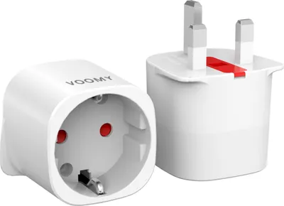 Produktbild von VOOMY Reiseadapter UK – Typ G Stecker – England, Irland, Schottland & Malediven – Weltadapter – Überspannungsschutz – Weiß