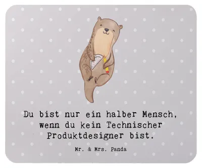 Produktbild von Mr. & Mrs. Panda Mauspad Technischer Produktdesigner Herz - Grau Pastell - Geschenk, pc, Mousepad, Mouse Pad, mousematte, computer