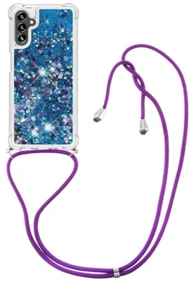 Produktbild von Samsung Galaxy A54 Hülle - Coverup Liquid Glitzer Back Cover mit Handykette - Blau