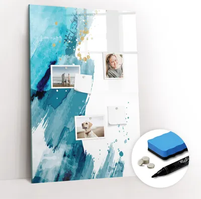 Produktbild von Magnetische Wandtafel - Schwarzer Marker + Schwamm + Magnete - 60 x 90 cm - Malerei