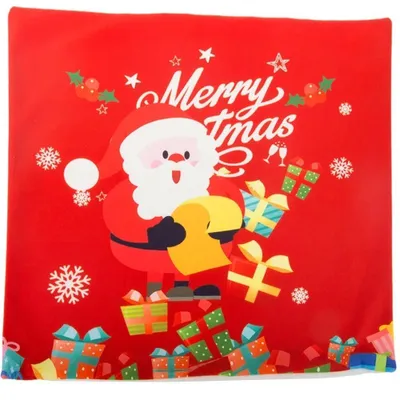 Obrázek produktu pro vánoční povlak na polštář 45x45 červený Santa Claus dekorativní povlak se zipem