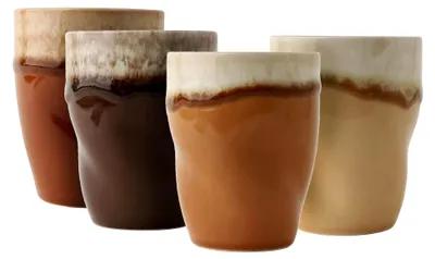 Produktbild von Squeezy Mocha Mousse, 4-teiliges Geschirrset für 4 Personen, Kaffeebecher aus Steinzeug, spülmaschinen- und mikrowellengeeignet