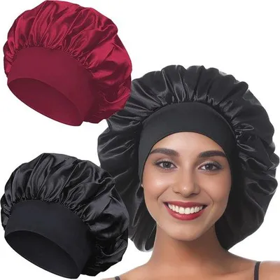 Produktbild von Famanu Schlafmützen Satin - 2 Stück - Verstellbare Haarpflege für die Nacht