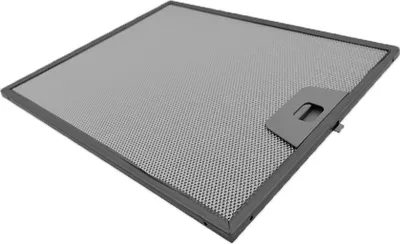 A single metal range hood filter is shown from a diagonal angle against a white background.
