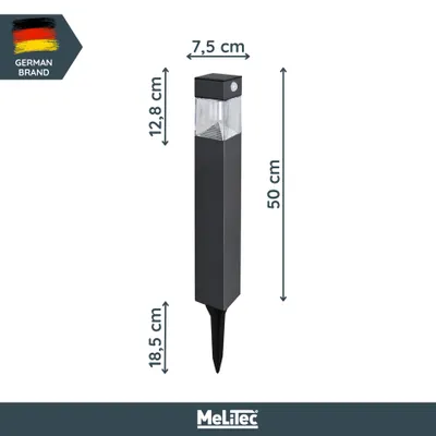 Produktbild von MeLiTec Solar Gartenleuchte SO32-1 eckig mit Bewegungsmelder, Edelstahl anthrazit : Eckig : Anthrazit Form: Eckig Oberfläche: Anthrazit