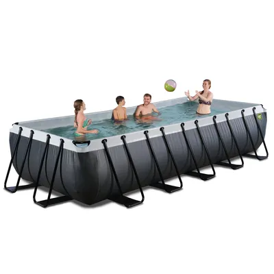 Produktbild von EXIT Black Leather Rahmenpool 540x250x100cm, Aufstellpool, mit Sandfilteranlage, Rechteckig, Schwarz