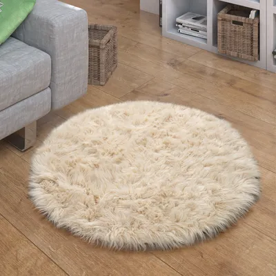 Produktbild von Kunstfell Fellteppich Imitat Sitzkissen Herzform Rund Verschiedene Formen, Creme Grösse 30 cm Rund