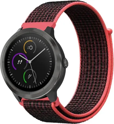 Produktbild von Strap-it Garmin Vivoactive 4 Armband Nylon - 45 mm - Schwarz / Rot