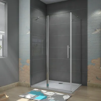 Produktbild von 120X70X195cm Drehtür Falttür Schwenktür Eckeinstieg Dusche Duschabtrennung Duschkabine Duschtür 6mm Nano-glas mit Seitenwand