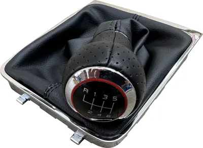 Produktbild von Lochleder Sport Schaltknauf Knauf + Schaltmanschette Schwarz Chrom mit roten