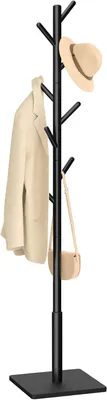 Produktbild von Garderobenständer Holz 180 cm, 8 Haken, höhenverstellbar, weiß, für Flur