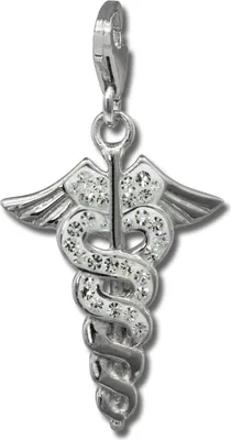 Produktbild von SilberDream weiß Charm Hermesstab Zirkonia 925 Silber Charms-Anhänger GSC557W