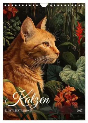 Produktbild von Katzen Kunstillustrationen (Wandkalender 2027 DIN A4 hoch), CALVENDO Monatskalender