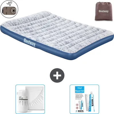 Obrázek produktu pro Bestway nafukovací matrace - pro 2 osoby - 152 x 203 x 30 cm - modrá - včetně příslušenství