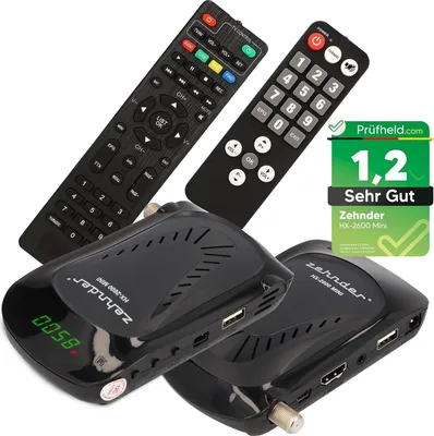 Produktbild von Zehnder HX 2600 Mini Digital Sat Receiver + Senioren Fernbedienung, mit Aufnahmefunktion, Full HD fähig, HDMI