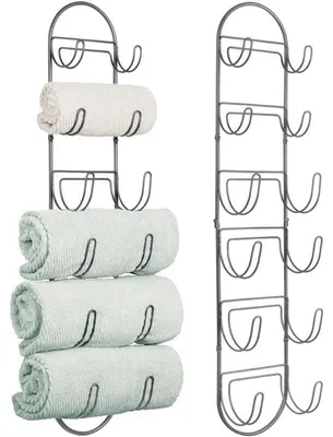 Produktbild von mDesign Handtuchhalter Handtuchablage Badzubehör 2er Set Metall Dunkelgrau