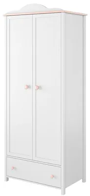 Produktbild von Kleiderschrank weiß/rosa 2-türig LUNA LN01