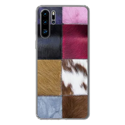 Produktbild von MuchoWow® Handyhülle Schutzhülle Hülle für Huawei P30 Pro Ein farbenfroher Karoteppich mit unter anderem Kuhfell Silikon Softcase Handy Hülle - Schutzdeckel