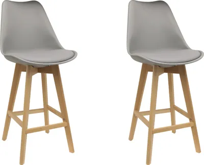 Produktbild von Grauer Barhocker mit Holzbeinen