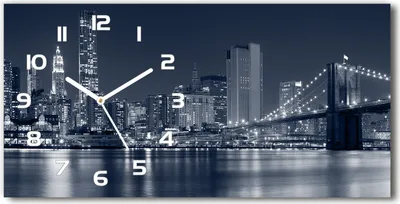Produktbild von Wanduhr aus Glas – 60x30 cm - Glasbild - Glasuhr - Gehärtetes Glas - weisse-zeiger - Manhattan New York