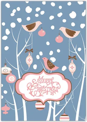 Produktbild von Süße Vogel Weihnachtskarte mit Schnee: Merry Christmas