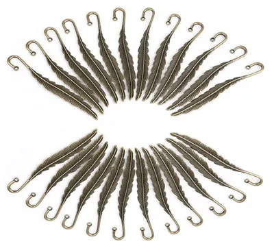 24 Feder-Lesezeichen, antik Bronze, Metall, handgefertigt