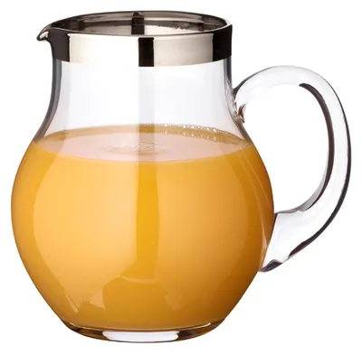 Produktbild von EDZARD Krug Olivia, mundgeblasenes Kristallglas mit Platinrand, Höhe 16 cm, Fassungsvermögen 1 Liter - Karaffe, Glaskrug, Wasserkrug, Pitcher, Kanne