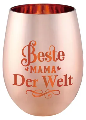 Weinbecher 'Beste Mama der Welt' – Muttertagsgeschenk, 45 ml, Roségold