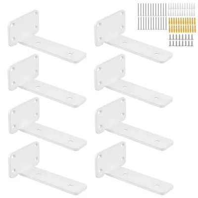 Zdjęcie produktu dla Uchwyty regałowe metalowe białe do półek 8 szt. zestaw 13 cm