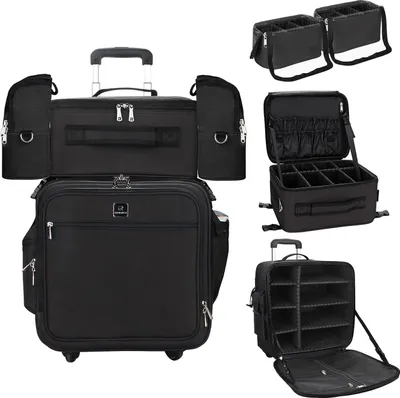 Image de trousse de maquillage 4 en 1 à roulettes et trousse de maquillage portable pour artistes professionnels