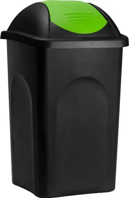 Image de DEUBA® Poubelle avec couvercle basculant 60L noir/vert poubelle de cuisine 68x41x41cm corbeille déchets tri sélectif ordures
