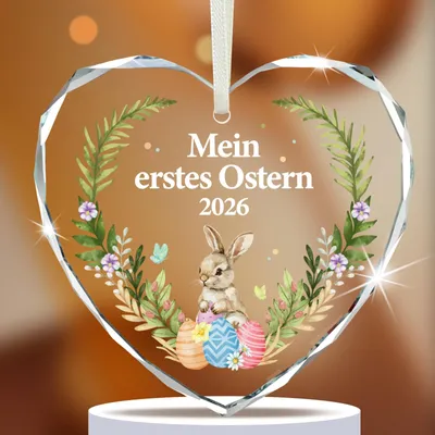 Osterornament 2026 Mein erstes Ostern, transparentes Glas, Geschenkbox