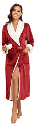 Productafbeelding van Lumoras Badjas Dames Wijnrood + Wit XL