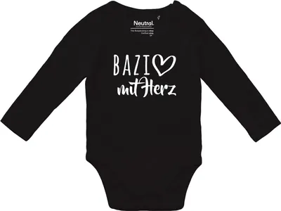 Produktbild von Huuraa Baby Body Bazi mit Herz 74 Black  Baumwolle Fairtrade Langarmbody Geschenkidee
