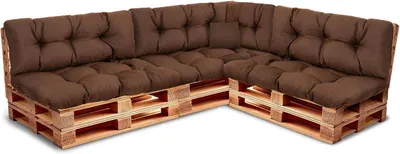 Produktbild von Best Wool rückenlehne für palettenkissen set, wetterfestes europaletten polster mit Polyurethanflockfüllung – braun 3×120x40, 3×120x80, 60x40, 40x40 cm