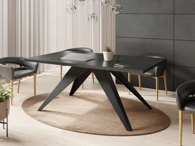Obrázok produktu pre Jedálenský stôl Vance v modernom štýle, Obdĺžnikový stôl vo vzhľade čierneho mramoru - Rozšíriteľný od 160 cm do 260 cm, Kovové nohy potiahnuté práškovou farbou - 160 x 90 cm - Čierny mramor