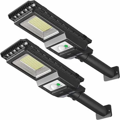Obrázok produktu pre Výkonné solárne vonkajšie osvetlenie, 156 LED diód, 2000 lúmenov, senzor pohybu, vodotesné solárne svietidlo vhodné do záhrady, na oplotenie a do exteriéru.
