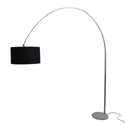 Obrázek produktu pro Oblouková stojací lampa LAURENCE 240 x 220 cm s bílou mramorovou základnou a černým textilním stínidlem Ø50 cm