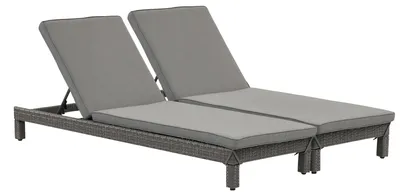 Immagine prodotto di Set 2 Sdraio da Giardino Cuscino Imbottito Regolabile Grigio