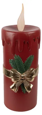Productafbeelding van Clayre & Eef kerstdecoratie met LED-verlichting, 17x18x44 cm, rood, kunststof