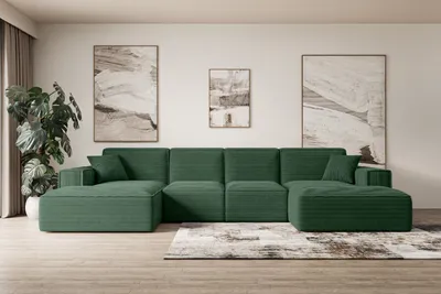 Produktbild von ALTDECOR Ecksofa in U-Form Corner Sofa Bett Eckcouch Couch L-Form Wohnlandschaft Cauchsofa SIERRA-U - 349x169x80 cm Grün -