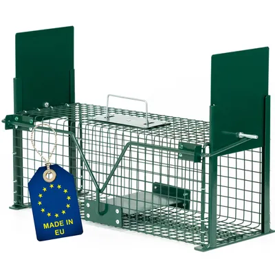 Produktbild von ITA Lebendfalle 5006 50x18x18 cm - Wetterfeste & Zuverlässige Falle für Ratten und Andere Nagetiere - Rattenfalle Marderfalle - Fertig Montiert, Bissschutz, Tragegriff