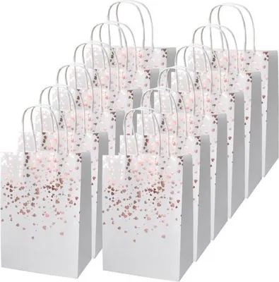 Produktbild von Papiergeschenktüten – Weiß – 12 Stück – 15 x 8 x 21 cm