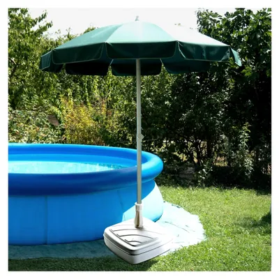Produktbild von Eckiger Kunststoff-Schirmständer - weiß / 14 l - Befüllbarer Sonnenschirmhalter