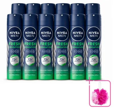 Obrázek produktu pro 12 kusů deodorantu ve spreji NIVEA MEN Fresh Sensation - 150 ml - balení
