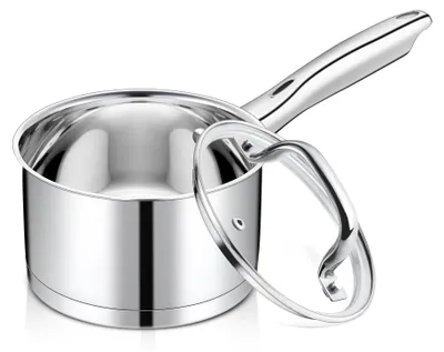 Obrázek produktu pro Nerezový rendlík na indukci - Hrnec 16 cm - 1,9 litru - Se skleněnou pokličkou - Mléčník