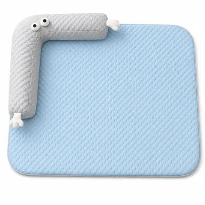 Produktbild von Kühlmatte für Katzen & Hunde mit U-Kissen, 55x40cm, atmungsaktiv, wasserlos & stromlos, waschbar, für kleine Haustiere bis 10kg, Sommer Haustierbett